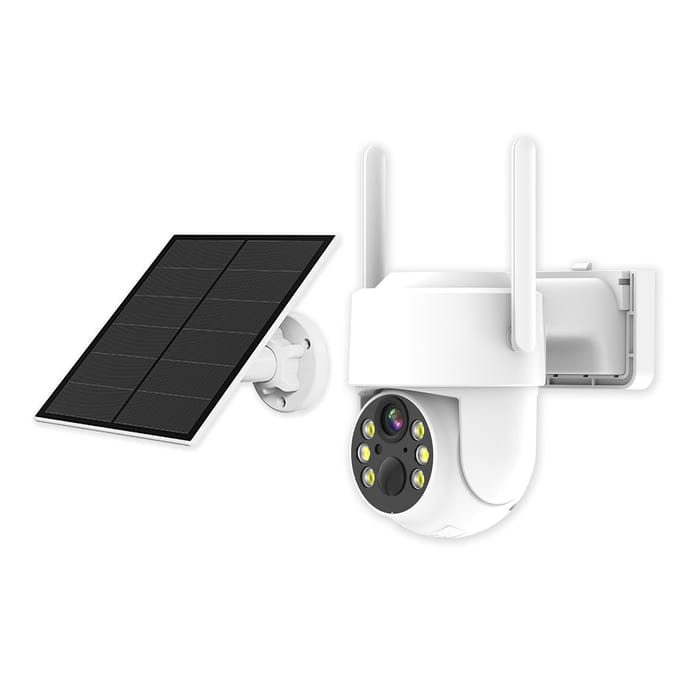 4MP zonne-energie wifi-bewakingscamera met laag stroomverbruik en tweerichtingsintercom HD-beeld 355 wit