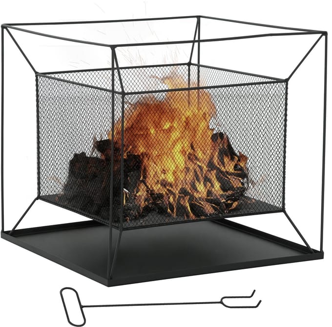 Outsunny Fire Pit Metall 45L x 45B x 43H cm Schwarz
