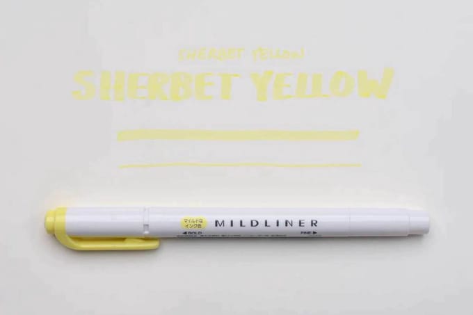 Zebra Mildliner Double-Sided Highlighter - Fine / Bold – Mild Sherbet Yellow / WKT7-MSY