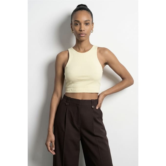 Geribbelde Mouwloze Crop Blouse