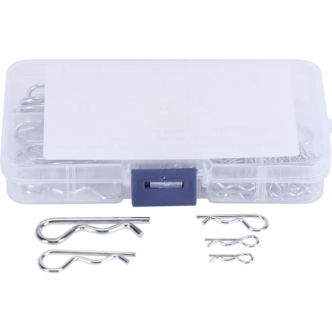100 Stuks R Borgpennen Tractor Pen Clips met Plastic Doos Assortimentskit Bevestigingsclip Set