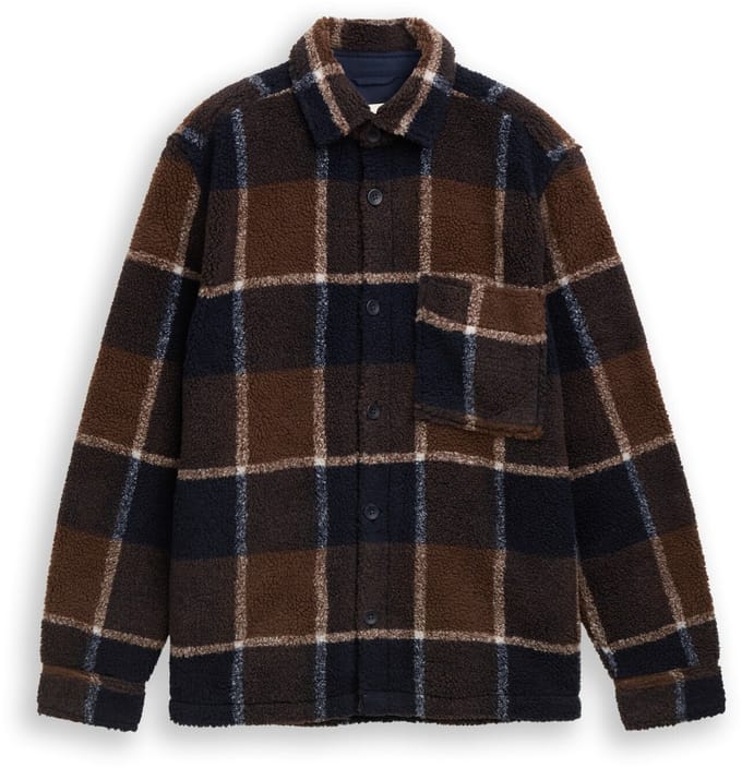 Tom Tailor - Teddy overshirt met ruitjespatroon - Maat M - brown navy check