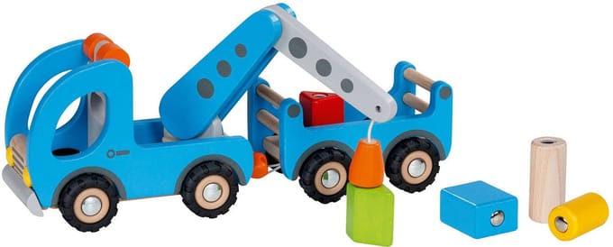 Goki Wooden Tow Truck with Trailer
