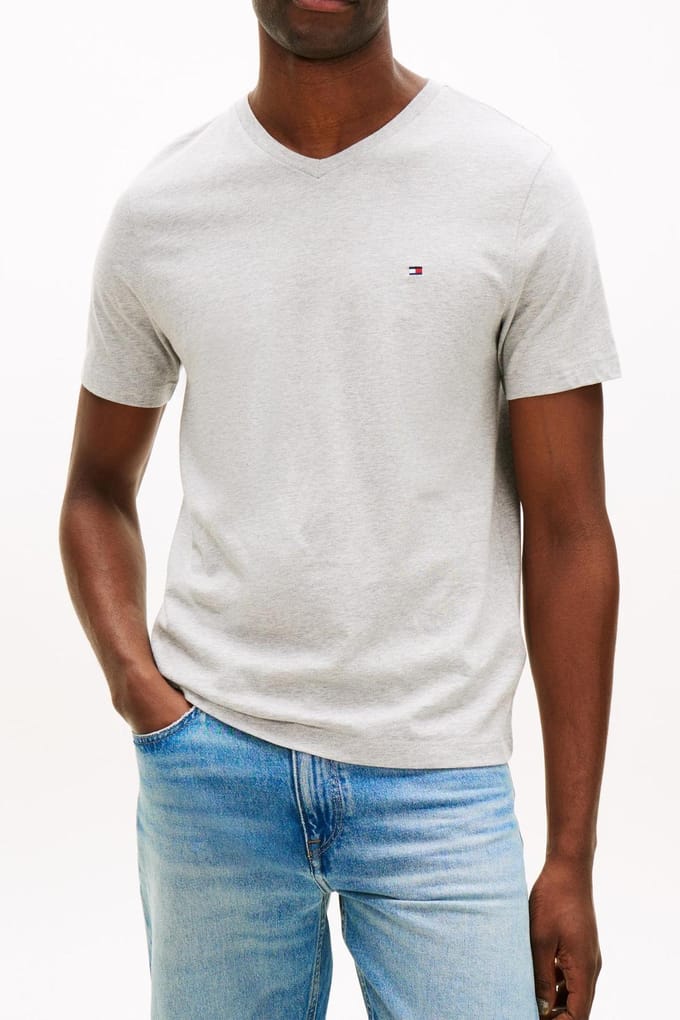 Tommy Hilfiger Essential V-neck Tee Light Grey Heather Taglia: L | Magliette basic Outlet | Uomo | Grigio