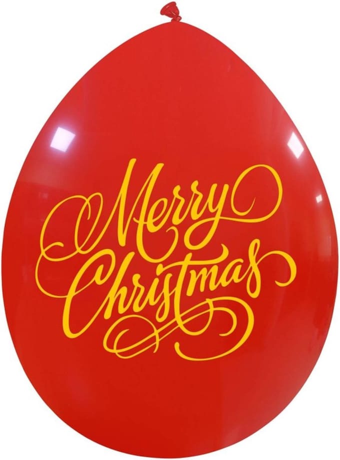 Merry Christmas ballonnen rood/goud, 8 stuks, 25cm