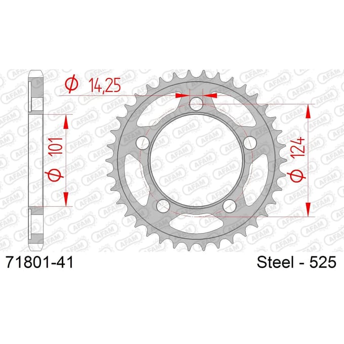 Stalen motortandwiel achteraan Afam 525 41 dents