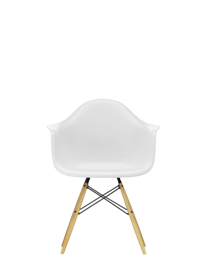 Vitra DAW Eames Plastic Armchair - gelige esdoorn - katoen wit RE