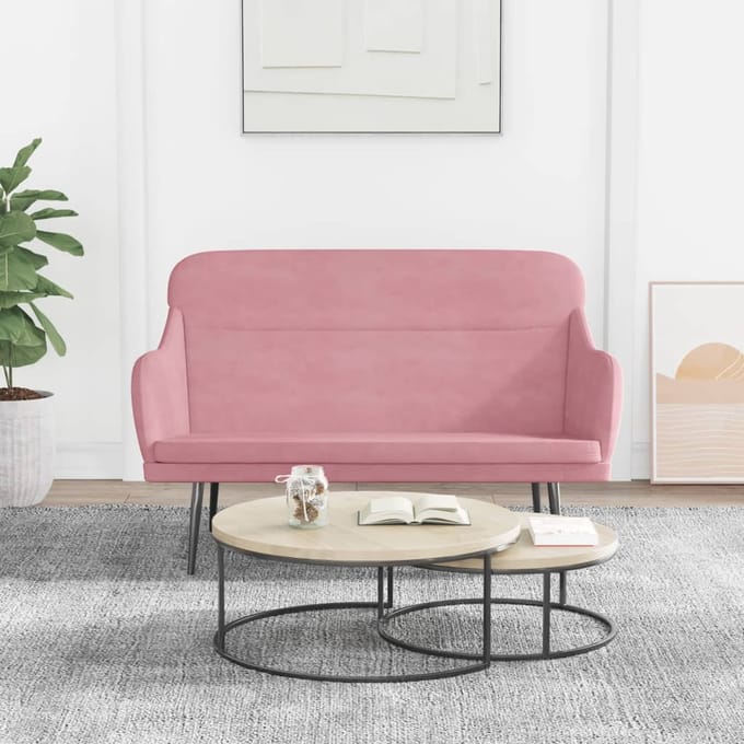 vidaXL - Bankje - 110x76x80 - cm - fluweel - roze