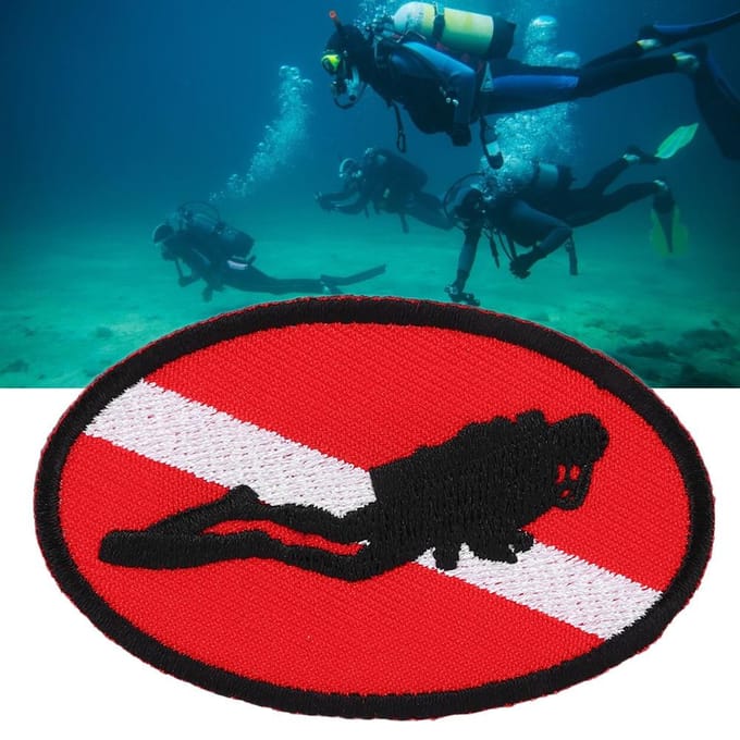 Patch Drapeau Ellipse Plongée Sous-Marine Sac Badge de Plongée Brodé Souvenir avec Dos Thermocollant black