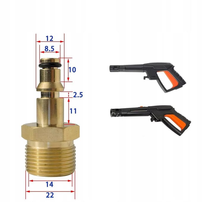Rosfix Adapter Snelkoppeling - Messing M22x1,5 14 mm - Click Afdichting - Geschikt voor Patriot, Daewoo