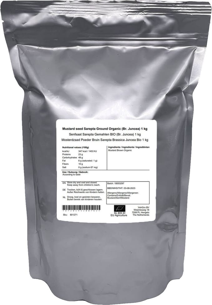 Mosterdzaad Poeder Bruin Sarepta Brassica Juncea Bio - 1 Kg - Holyflavours
