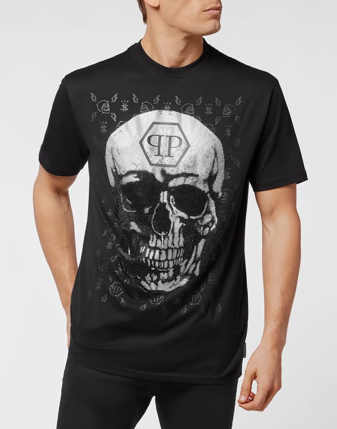 T-Shirt Ronde Hals Skull And Plein