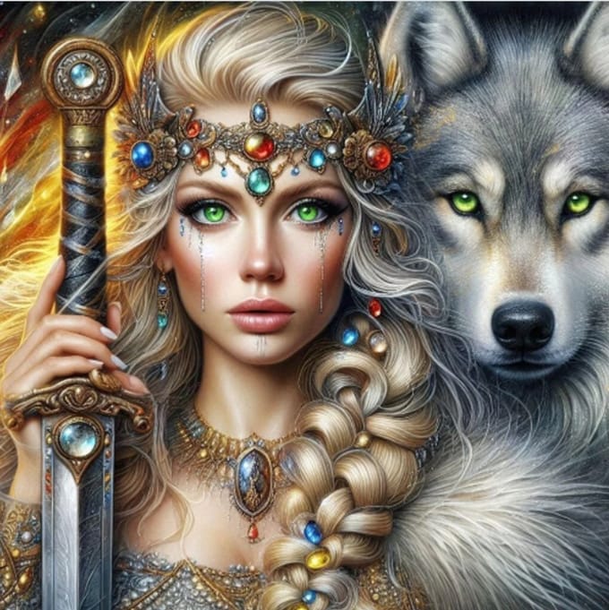 Diamond painting – wolf krijger – 50x40 cm