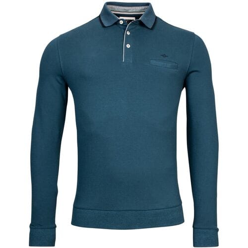 Baileys Polo Uni Chestpocket Solid Piqué Denim Blue / male