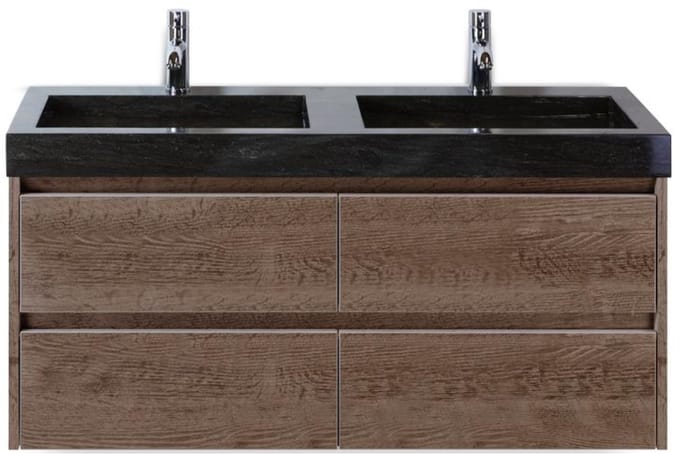 Dante Badmeubelset 120 cm - Tabacco - Wastafel Hardsteen Wit Lucca Dubbel