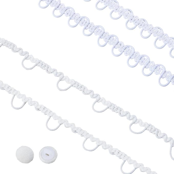 Elastische lussen en knopen voor handwerk, kostuums en bruiloftsdecoratie - 20 yards met 10 plastic knopen