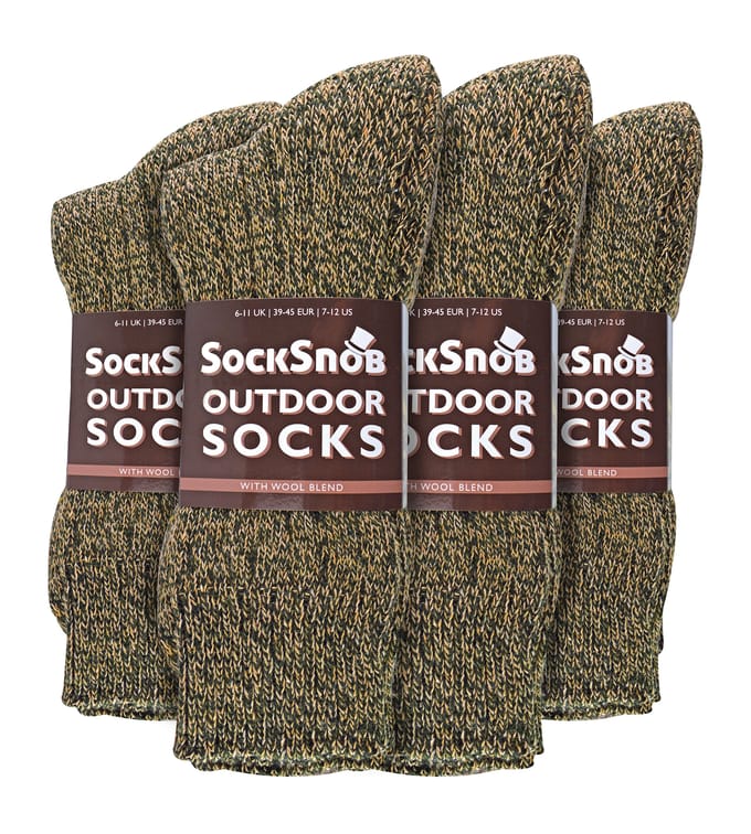 Sock Snob - 12 paar wollen laarzensokken voor heren - Bruin
