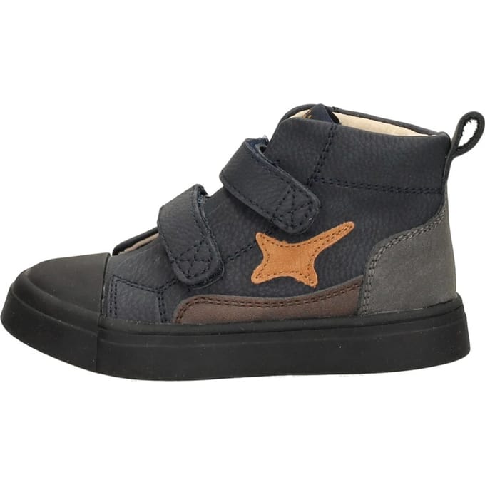 Shoesme blauwe bootie met cognac patch
