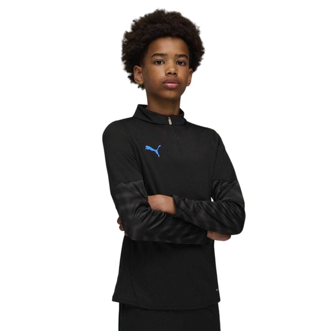 Puma Kinder-top met kwartritssluiting van drillstof (ZWART/BLAUW)