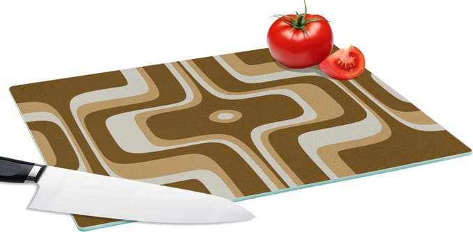 Glazen Snijplank - 39x28 - Retro - Design - Bruin - Snijplanken Glas