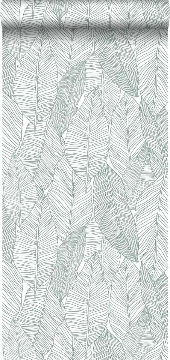 ESTAhome behang getekende bladeren groen - 53 cm x 10.05 m - 139010