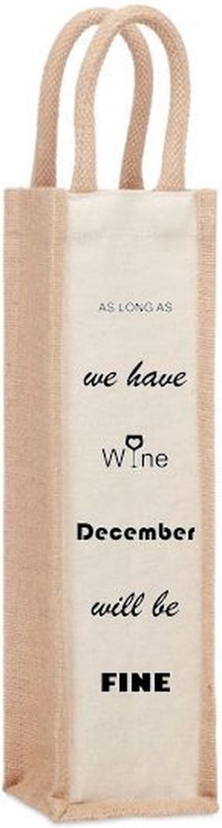 Luxe Wijnzak "As long there is wine december will fine" Grappig Cadeau Cadeau Kerst