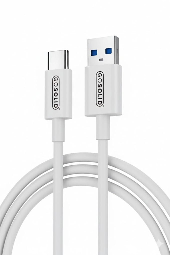 GO SOLID! ® USB A naar USB C kabel - 2 Meter Oplaadkabel Geschikt voor o.a. Samsung, iPhone 15, 16 en 17 - Wit