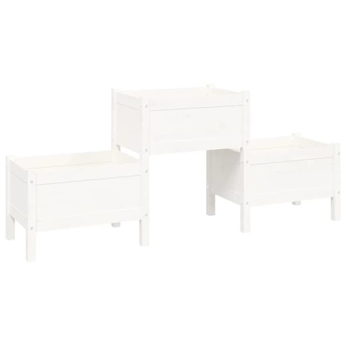 vidaXL - Plantenbak - 178,5x44x75 - cm - massief - grenenhout - wit