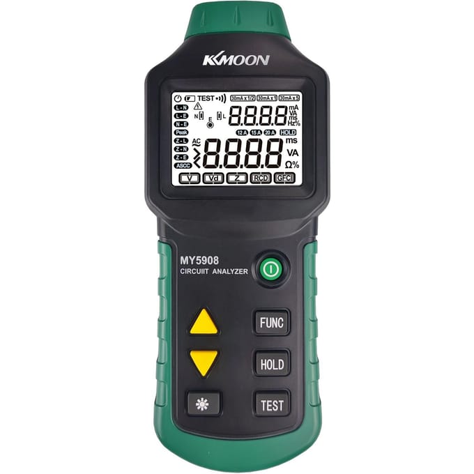 KKmoon MY5908 Digitale LCD Backlight Circuit Analyzer True RMS Wisselspanning RCD GFCI Elektrische tester US Plug