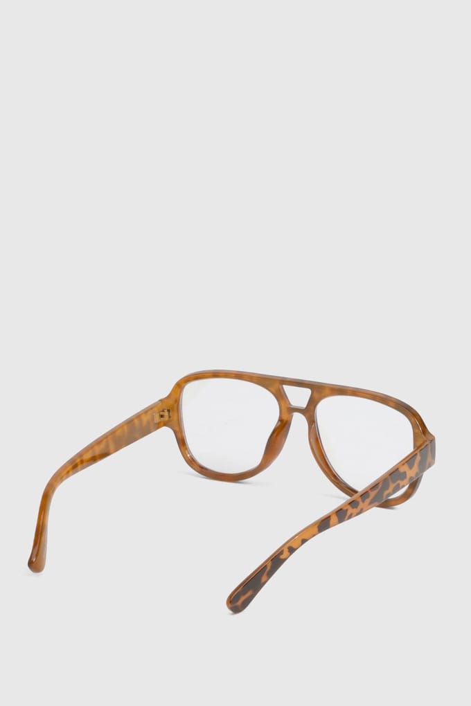 boohoo Dames Extra grote retro aviator blauwlichtbrillen | Brown