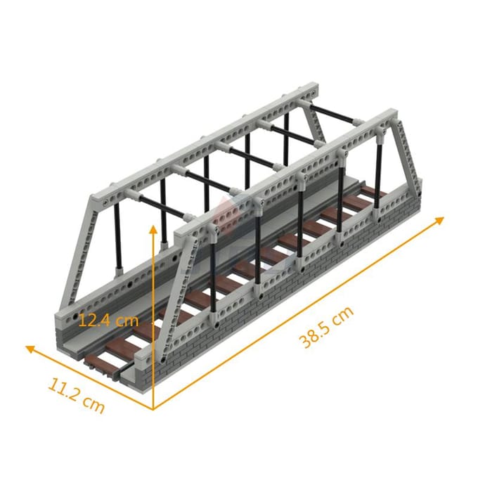 Ensemble Modèle de Pont de Voie de Train MOC de 264 Pièces Compatible 53401 Blocs de Construction de Train de Ville Jouets DIY Viaduc Ferroviaire gray