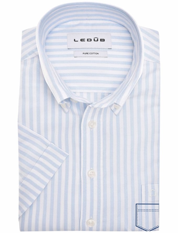 overhemd korte mouw Ledub Modern Fit New lichtblauw