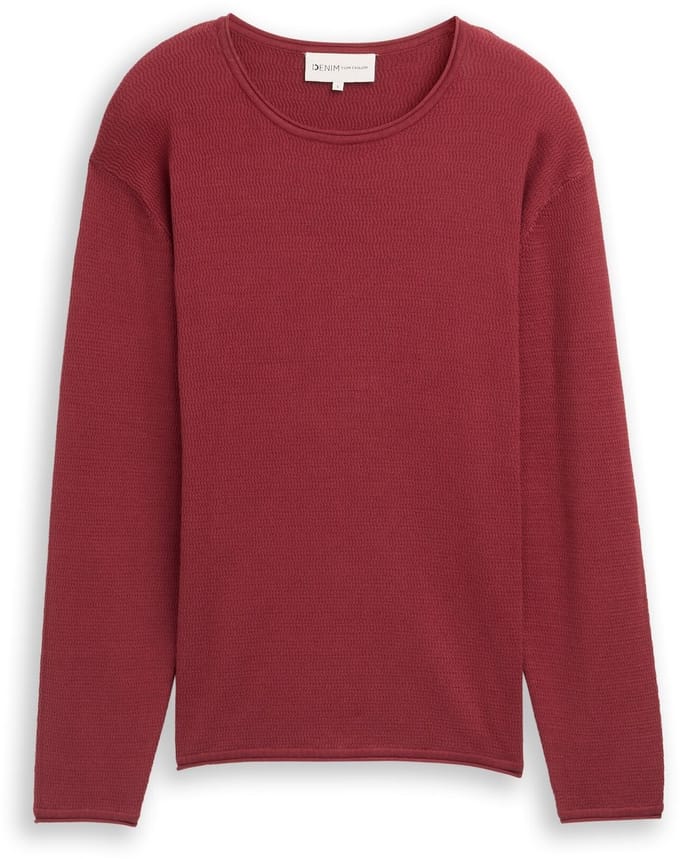 Tom Tailor Denim - Gebreide trui van katoen - Maat S - burnt russet
