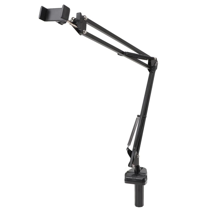 Overhead Video Standaard Telefoonhouder Scharnierende Arm Telefoonbevestiging Ondersteunt Smartphones tot 6.8 black
