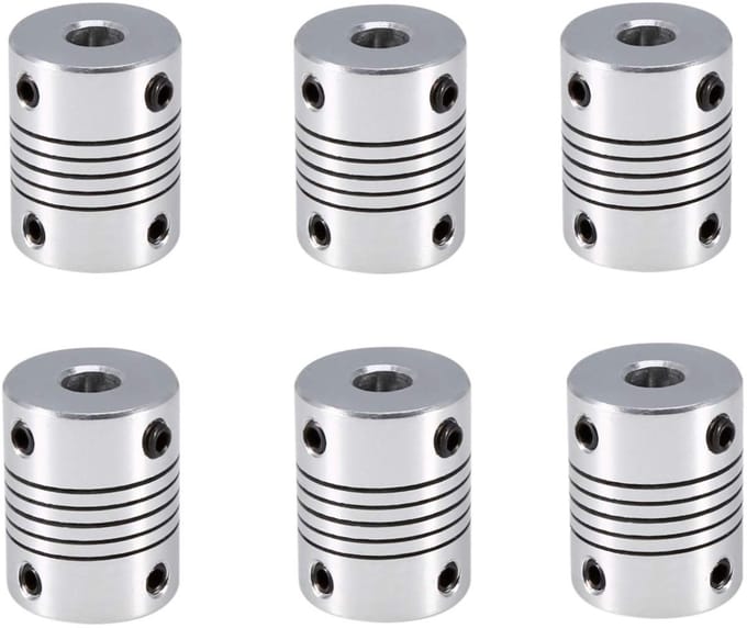 Shopcentral Flexible Shaft Couplings - 3D Printer Accessoires - Aluminium - Couplers - Ideaal voor RepRap en Machines - Set van 6