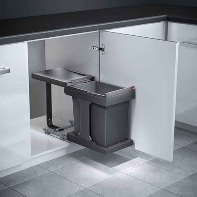 Hailo 3636001 - AS Solo - 20L - Donkergrijs - Automatisch intrekken