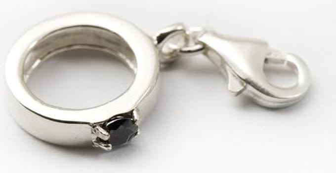 Zilveren Kristalgeslepen ring zwart armband bedel