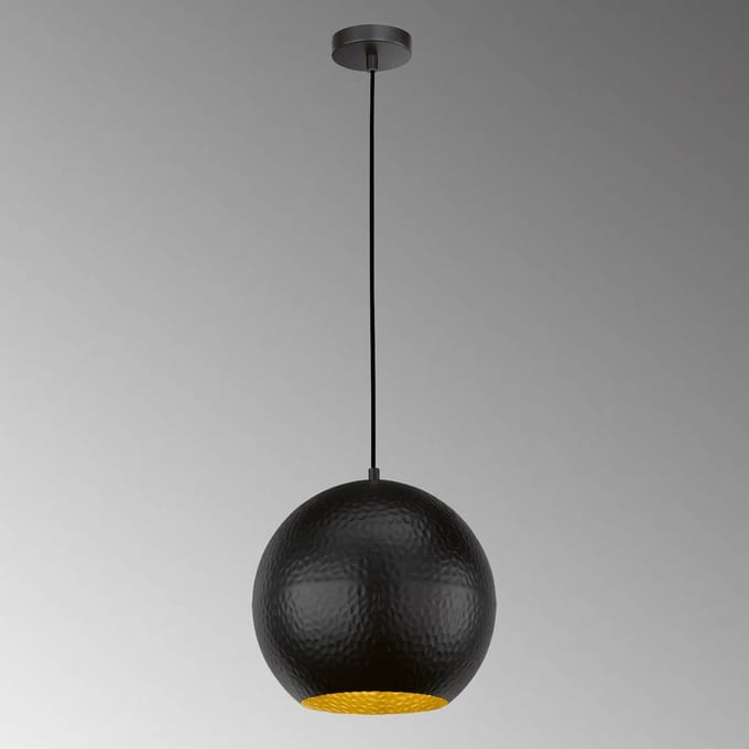 FISCHER & HONSEL Hanglamp Mylon, zwart/goud, bolvormig