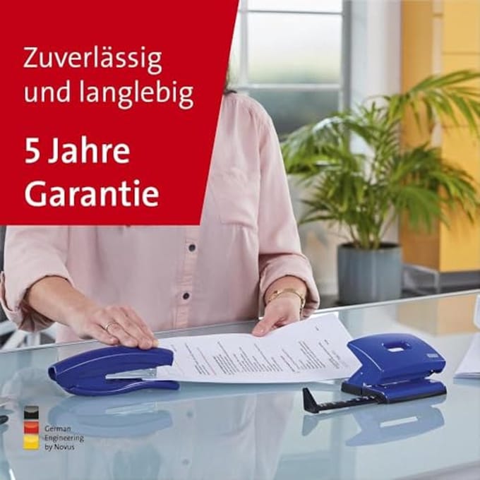 Bureau set met hefapparaat en perforator incl. 1000 nietjes - Blauw