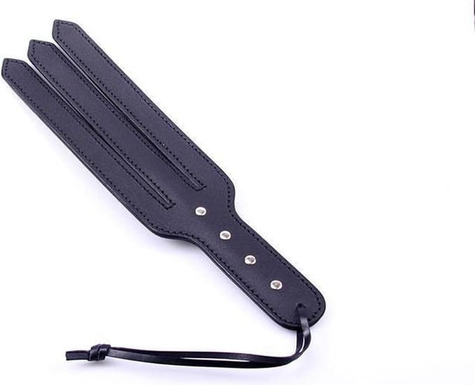 Lederen BDSM Paddle met 3 Banen - Zwart