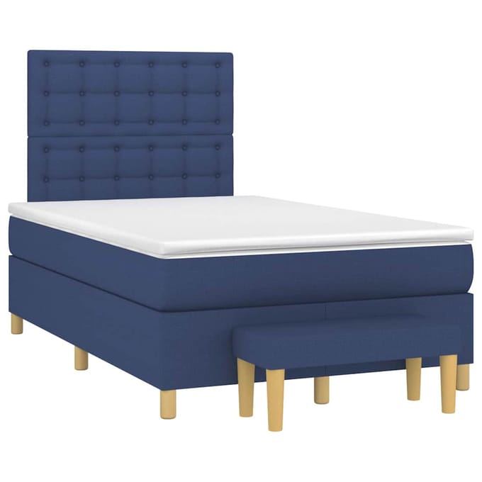 vidaXL - Boxspring - met - matras - stof - blauw - 120x190 - cm