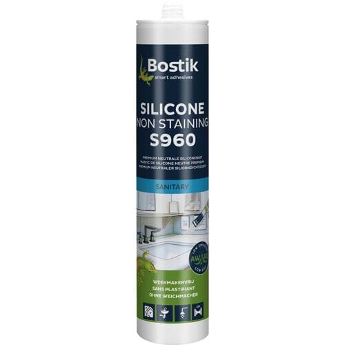Bostik Premium S960 siliconenkit non-stain Transparant-grijs 310ml