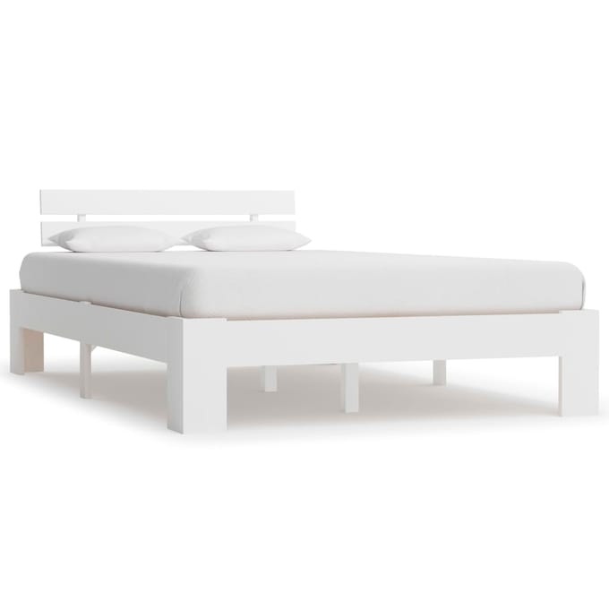 vidaXL - Bedframe - massief - grenenhout - wit - 120x200 - cm