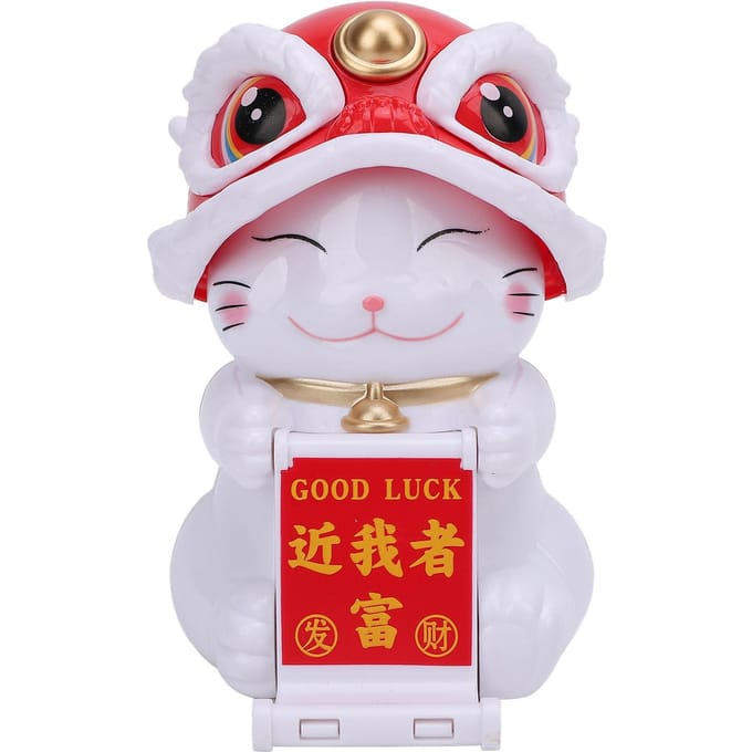 Leeuwendans Kat Auto Dashboard Ornament Zonne-energie Plastic Auto Knikkende Chinese Gelukskat Leeuw rood