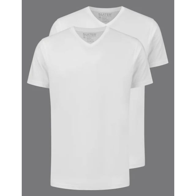 Slater Basic 2-pack T-shirt V-neck T-shirts Wit 3500
