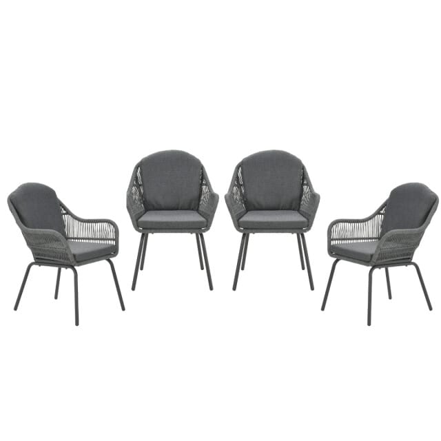 Garden Impressions Triton tuinstoelen set van 4 grijs rope