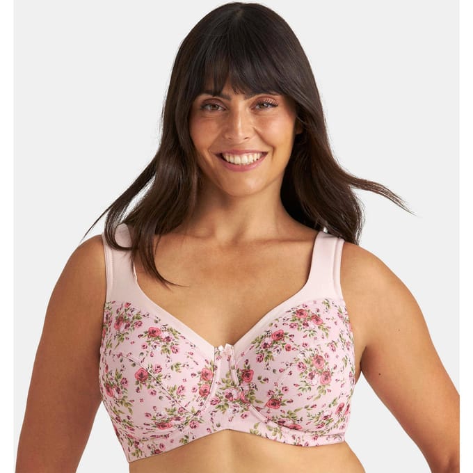 Beugelbeha met mesh in bloemenlook - rosé / gebloemd - Gr. 75 E van Goldner Fashion