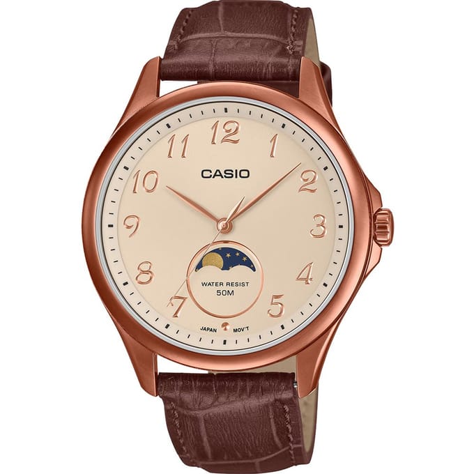 Casio Casio Collection MTP-M110RL-5AVER Horloge - Leer - Bruin - Ø 41 mm