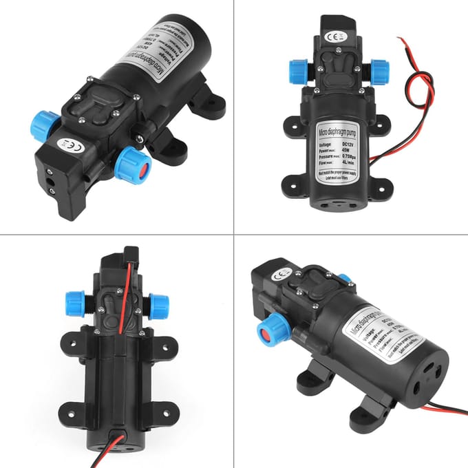 DC 12V 45W Micro Membraan Water Zelfaanzuigende Pomp Laag Geluidsniveau 4L min Debiet Zwart