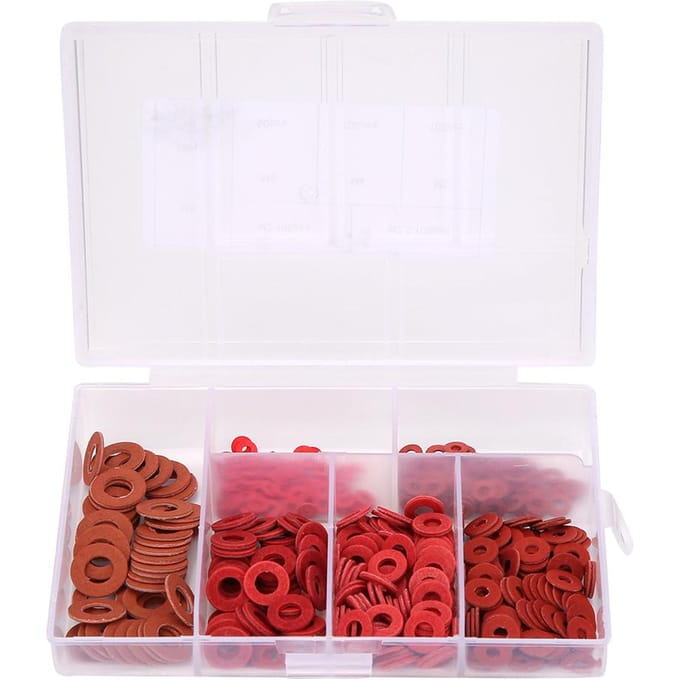 500 Stuks Koolstofstaal Geplateerd Wit Zink Rood Isolatie Platte Ring Set